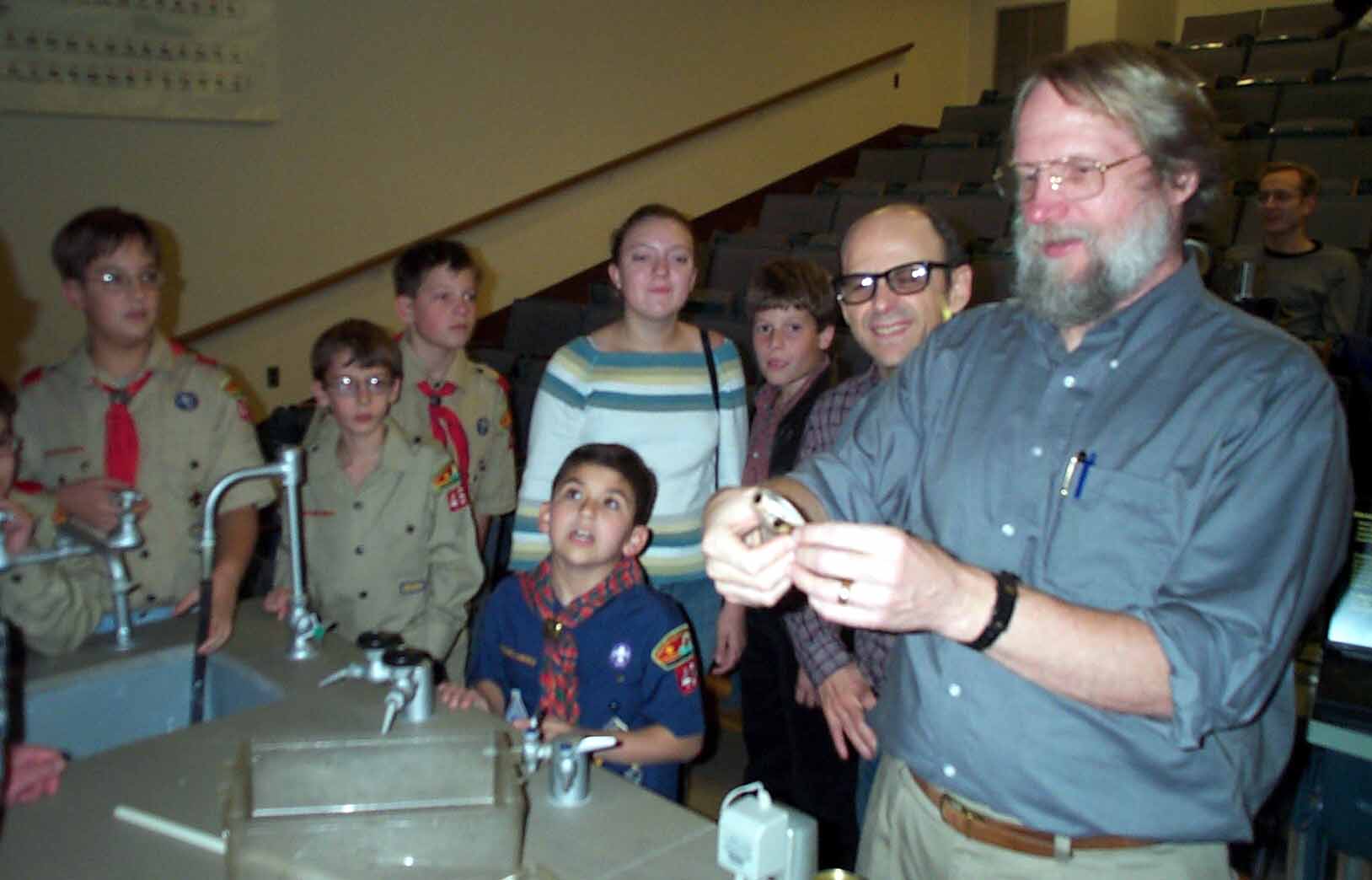 CWRU Biologist Roy Ritzmann with some 2-legged adventurers and a 6 legged friend.